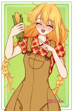 Holly proudly holding her corn